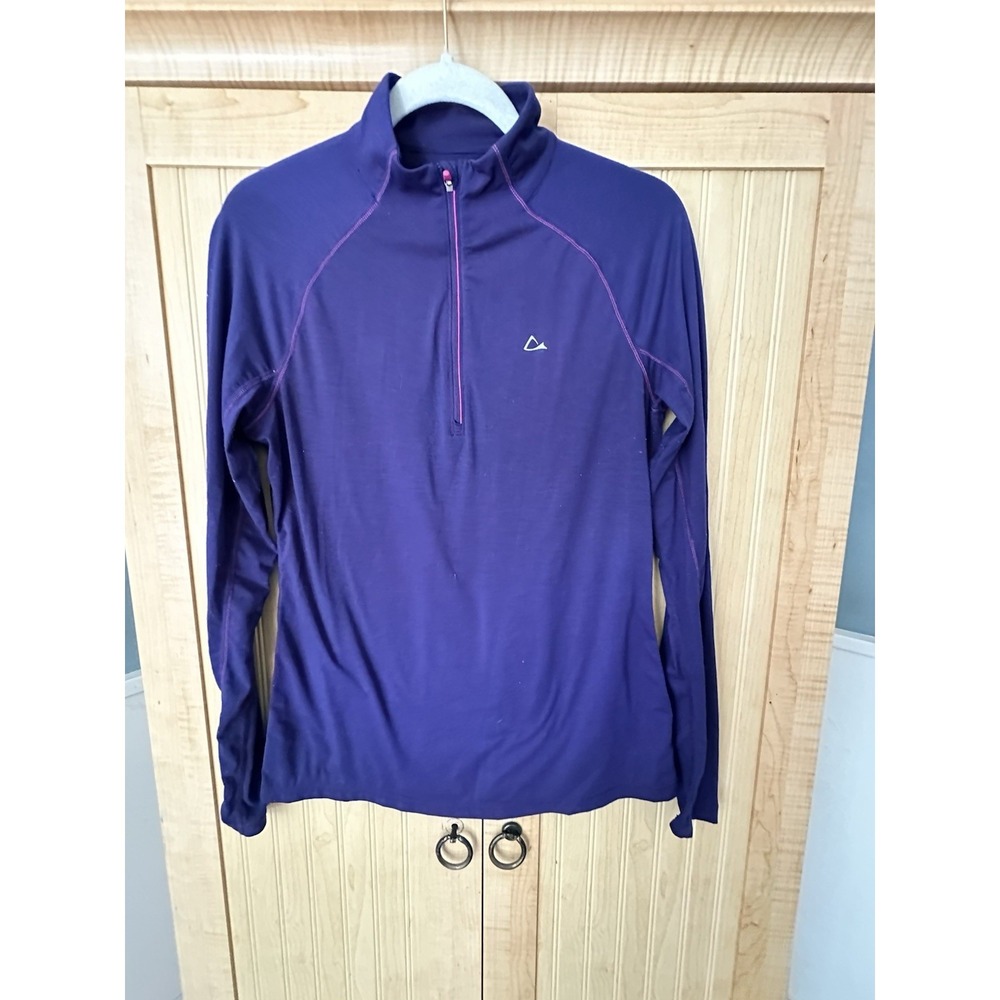 Paradox Womens Shirt Medium Purple Merino Blend Wool Baselayer 1/4 Zip Pullover